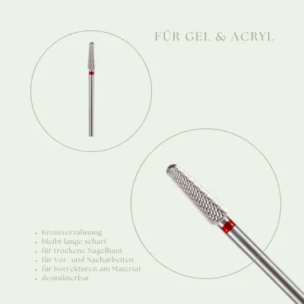 Fräseraufsatz Kegel fein, rot